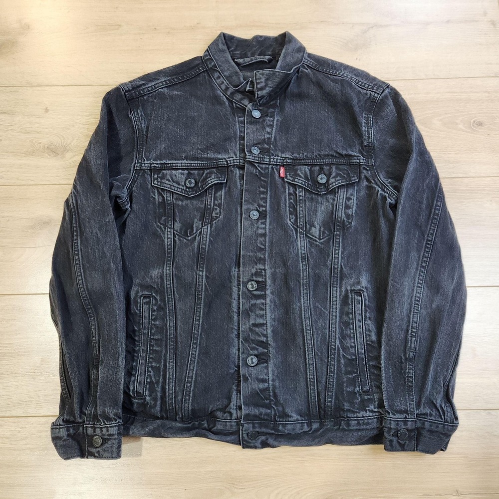 Levis Jacket Mens XL Black Denim Trucker Button Front Casual Classic - Picture 1 of 8